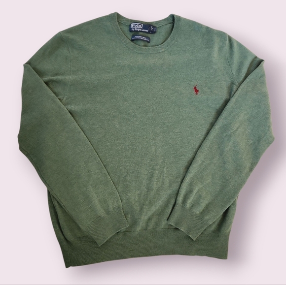 Polo Ralph Lauren | Vintage Logo Merino Wool Green Sweater Men's L - Picture 1 of 7